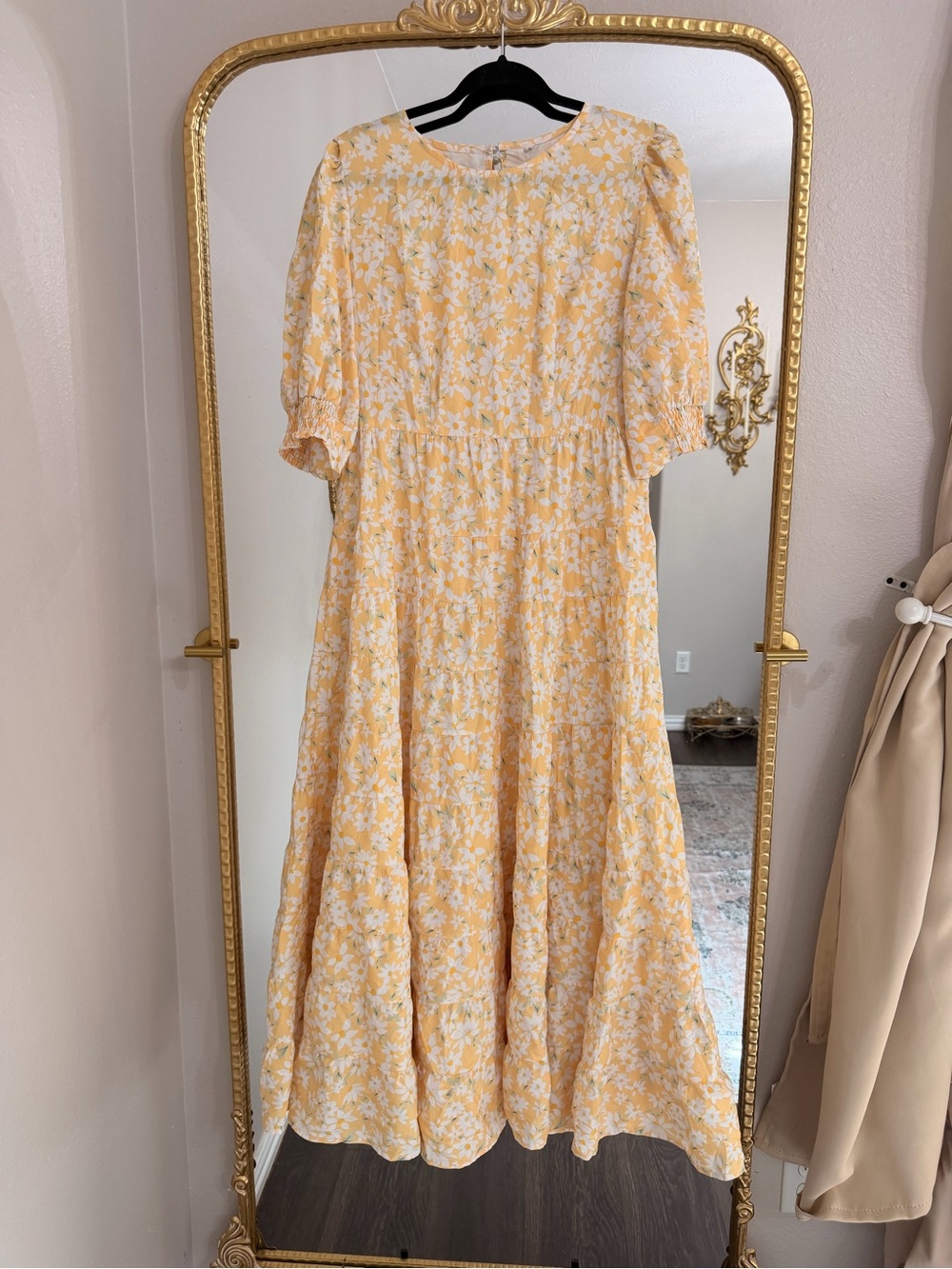 SHEIN Yellow and White Floral Maxi Dress